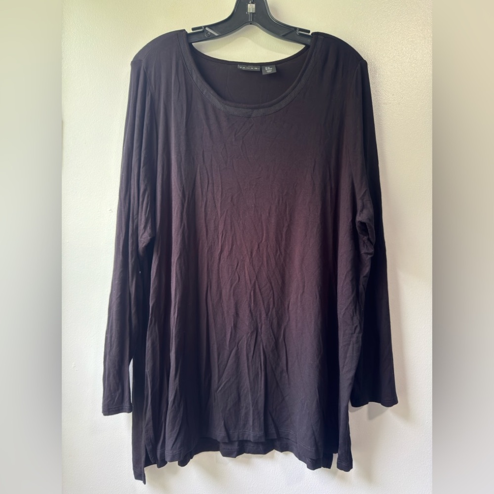 Tahari Black Long Sleeve Top - Picture 1 of 11